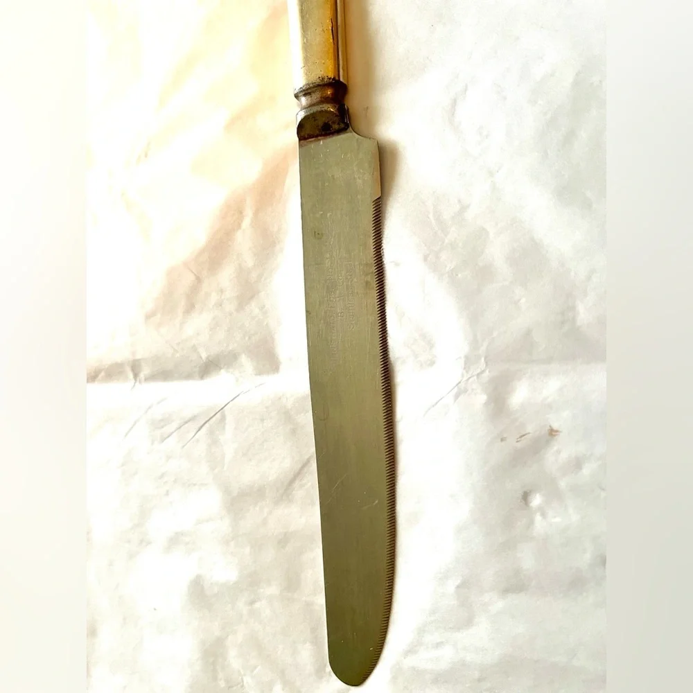 1893 Antique Sterling Silver Burns Patd Serrated Bread Knife Rare Unique England